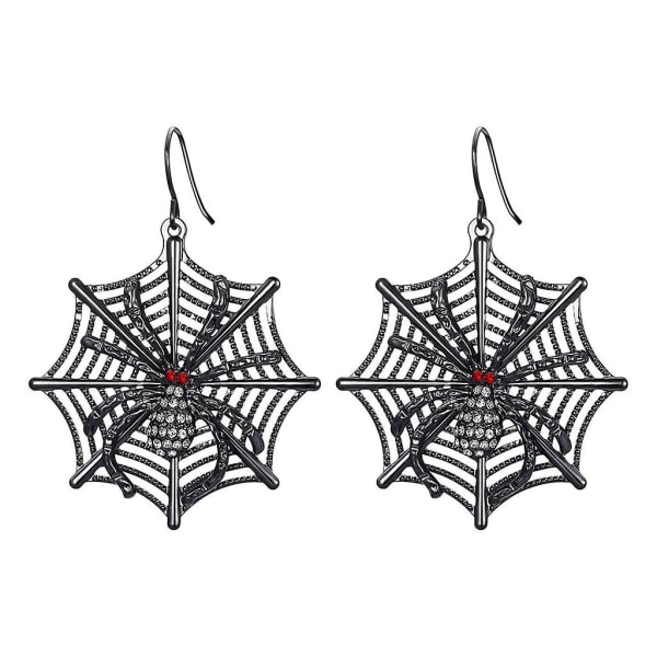 Black Spider Web Tofs Örhängen Halloween kostymtillbehör