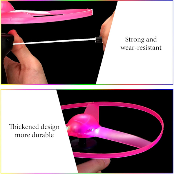 6 st flygande leksaker lyser upp disco flygblad flygande spinner med launchers och lampor färgglad flygande skiva, slumpmässig färg