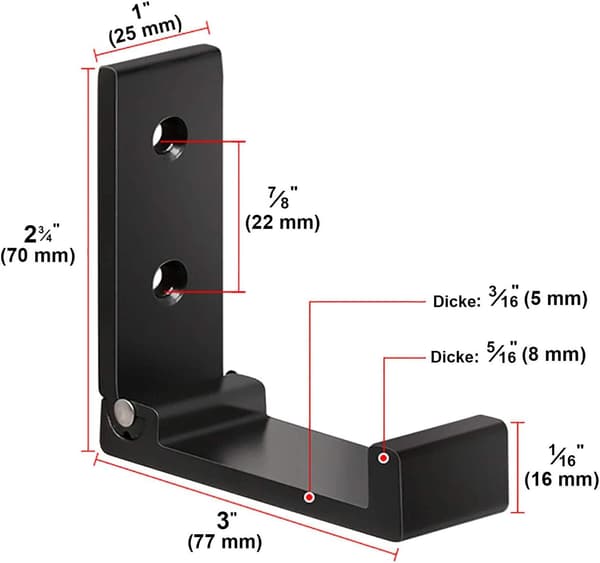 4 stk. (Sort) Aluminium Legering Væghængt Krog 90° Foldbar Co