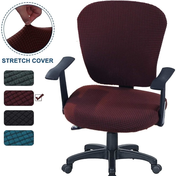 Cover 2 delar stretchbar dator Kontorsstolsöverdrag Universal stolsöverdrag Stretch Roterande stol Överdrag Tvättbar Spandex
