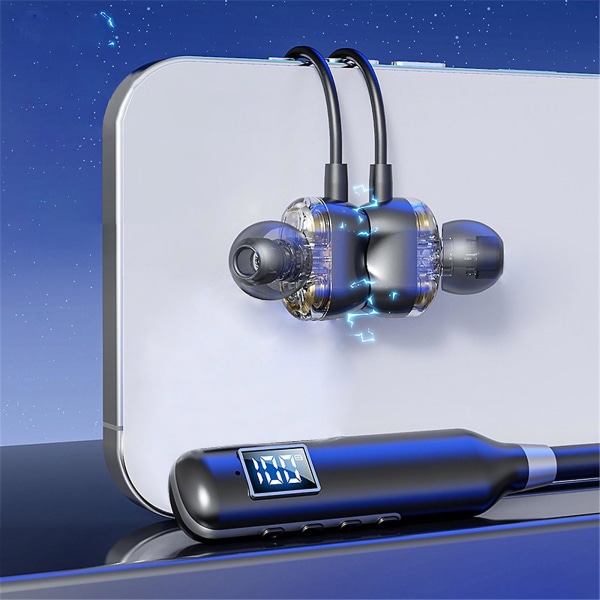 Bluetooth hörlurar Halter Neck Trådlösa Bluetooth 5.3-hörlurar Öronsnäckor Sju ljudeffekter Stöd för SD-kort Walk-man Lyssna på musik i 60 timmar Maxi