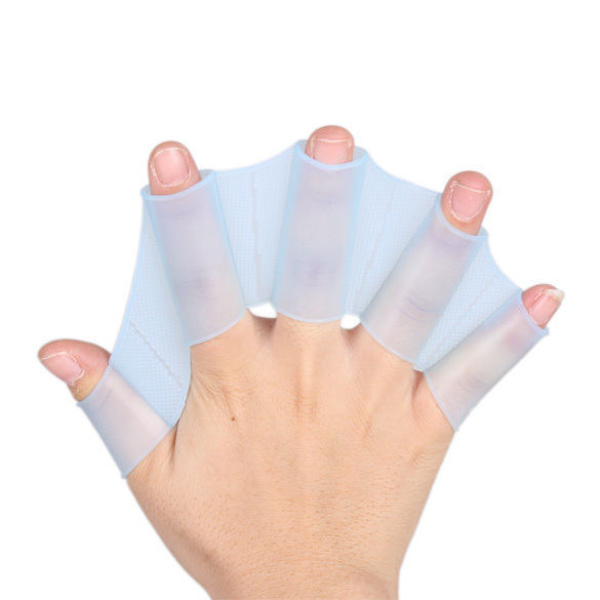 Silikon simhandskar/simfenor storlek S - transparent/blå Blue S
