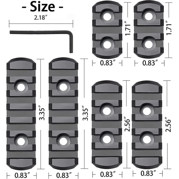 Picatinny Rail Section 3,3,5,5,7,7 Slot, komplett med Mlock-system, Picatinny Rail- set med 13 T-muttrar & 13 skruvar & insexnyckel -