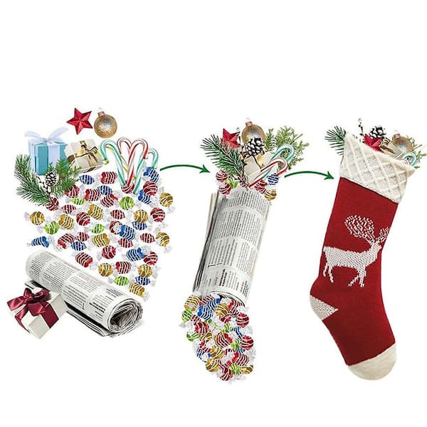 Julstrumpor, 2 st handstickade julfigurer för helgdagar