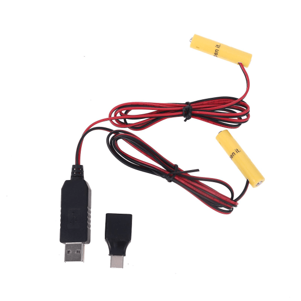2-i- USB eller typ C till dubbla Lr03 Aaa batterieliminator power kan ersätta 1-4 st Aaa-batteri för leksaksledljus och mer