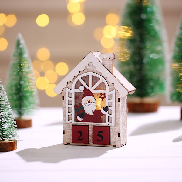 3 Glada Jul Träprydnader Kalender Jultomte Snögubbe E