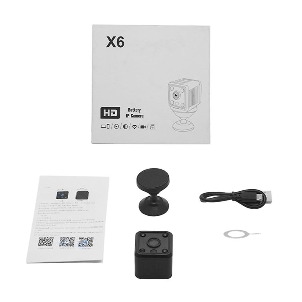 X6 Mini Trådlös Wifi-kamera 1080p Videokamera Liten Nanny Cam Med Night Vision Rörelsedetektering För Hemmakontoret