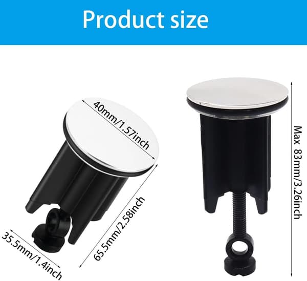 2 stk. Universal Vaskestopper 40mm Baderom Vaskestopper Sink S