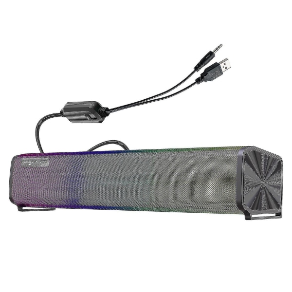 Vacetion--hxsj Q9 3,5 mm trådbunden datorhögtalare med Rgb-ljus 10w Soundbar Hemmabio PC Sound Bar Surround Sound Box USB -driven för PC Laptop S Fr