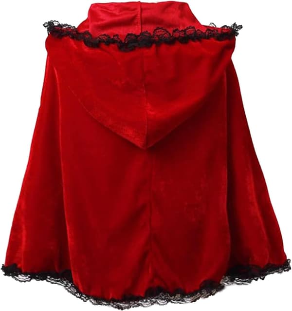 Rød blonde flæset sort kant Halloween kappe, kort stil, 60cm