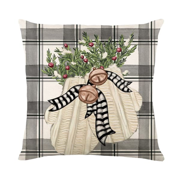 Set med 4 julkuddfodral, snögubbe-mönster, 45 x 45 cm, vit