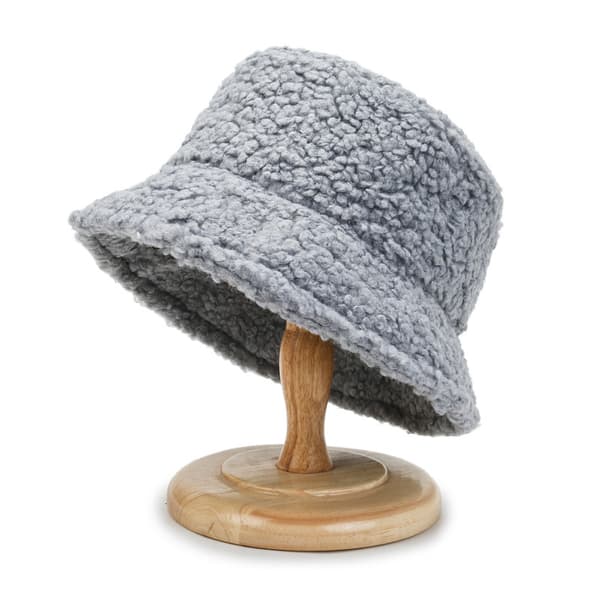 Fiskerhat i lammeuld til kvinder, efterår og vinter, alsidig, varm, solskærm - blågrå Blue-gray