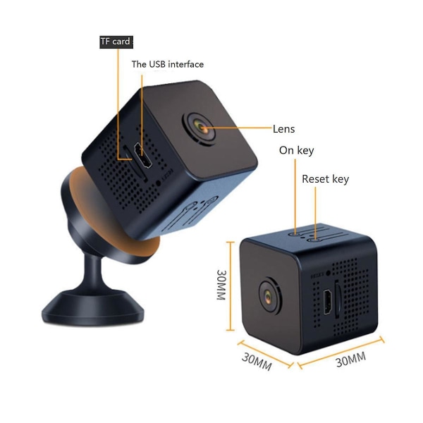 Minikamera Trådlös 1080p säkerhetskamera Rörelseaktiverad detektering Inomhus utomhuskamera för bilar H