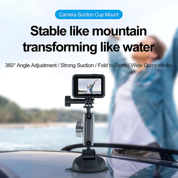 Actionkamera Sugkopp Biltelefonhållare 360 ​​justerbar Standard 1/4 Adapter Kompatibel med Hero Inst360 Osmo Sjcam