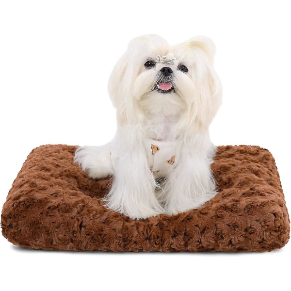 Plysch hundburssängar sovmatta för husdjur för stora, jumbo, medelstora, små hundraser 23x18 (s)brun