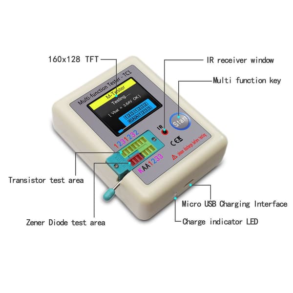 Multifunktionel transistortester LCR-TC1 farvegrafisk display