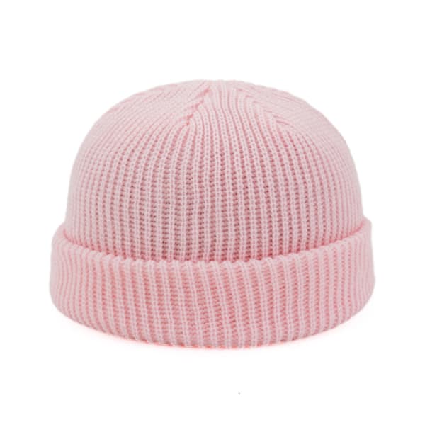 Strikket Lue Høst og Vinter Ullue, Varm Pullover Lue - Rosa