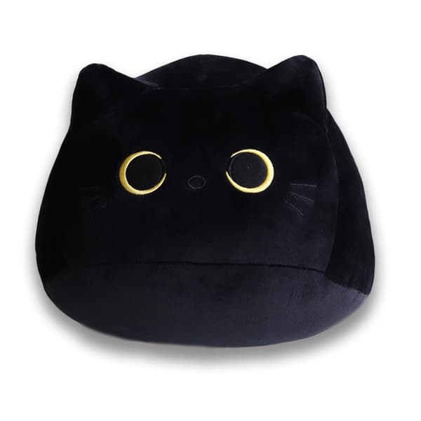 3D Sort Kat Pludselegetøj Kat Pude, Sød Kat Pludsedyr, Kawaii Fyld