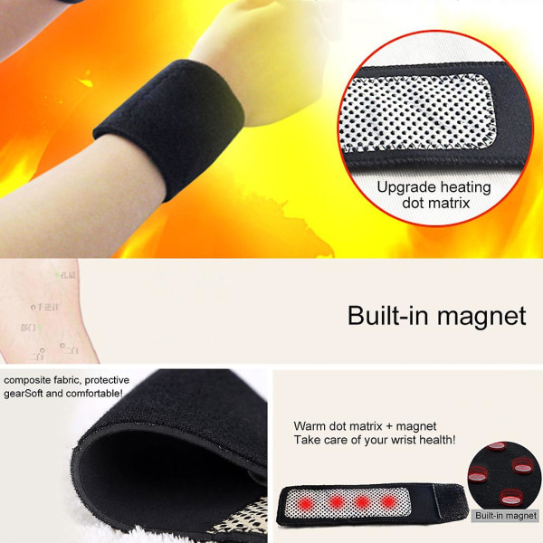 Magnetisk terapi Armband Handledsbygel Elastisk Svart För kvinnor och män händer