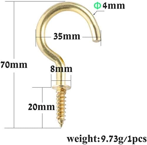 20-pack skruvbara krokar, 7 cm takkrokar för hängande växter, K