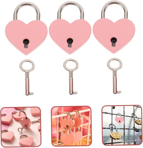 3 Sæt Elskesslå - Pink, Mini Hjerteformet Elskesslå, Zi