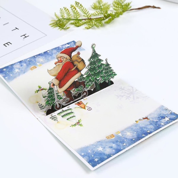 Julkort med kuvert, 3d julkort, popup julkort, jultomten julgran, julklappar till familj och vänner