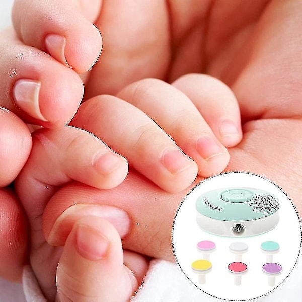 Elektrisk Nagelfil för Bebis - Säkra Klippar med 6 Slipdynor för Trimning och Polering