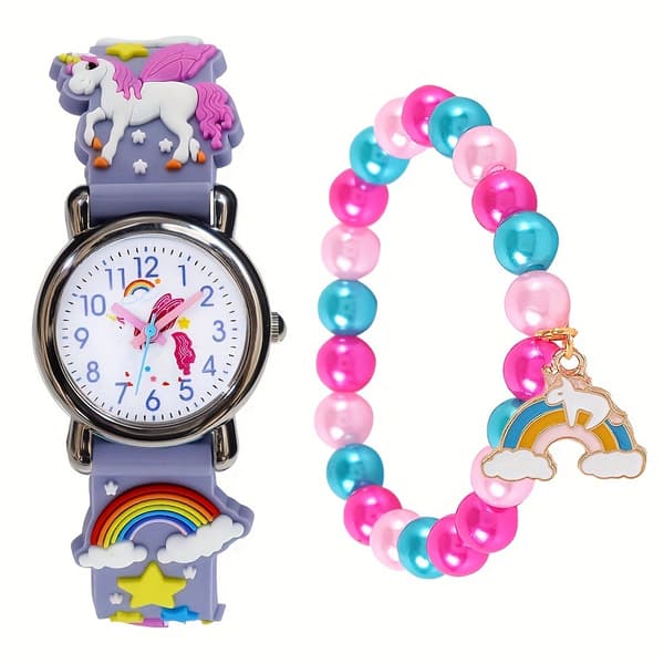 Barnklocka, Armbandsur Kombinationsset, Lila