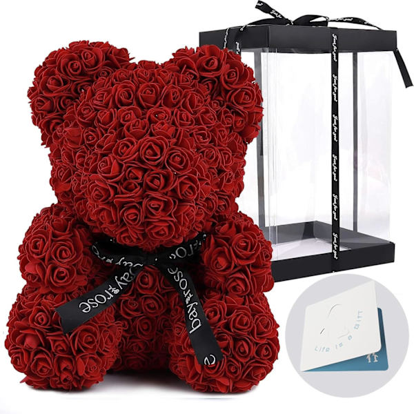 Rosbjörn Teddyblomma Dekorativ Ask Valentin Present Mors Dag Jubileum Födelsedagspresent