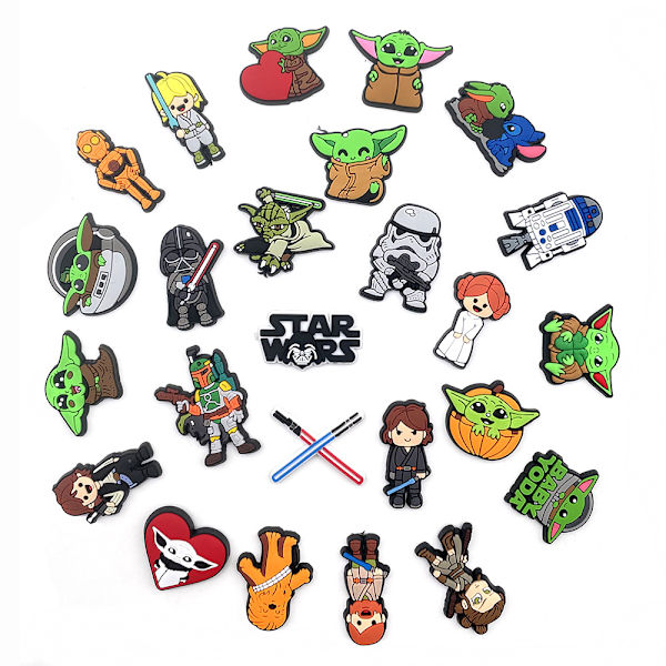 25 stk. Star Wars Serie Søde Clogs Sko Blomst Dekorative Spænder S