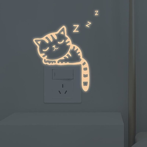 Glow In The Dark Moon Kattväggdekaler, avtagbara självlysande klistermärken Dekor, Gör-det-själv-konstväggmålning för flickrum Barnrum Barnrum Barnkammare Vardagsrum