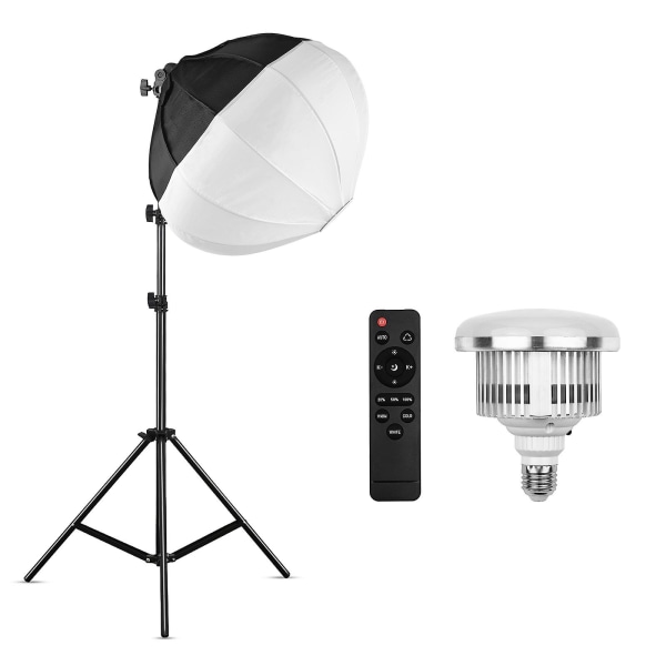 Photo Lantern Softbox Lighting Kit med 50 cm/ 19,7 tum sfärisk hopfällbar Softbox + 85w LED-lampa 3000k-6500k + Fjärrkontroll + 2m metall