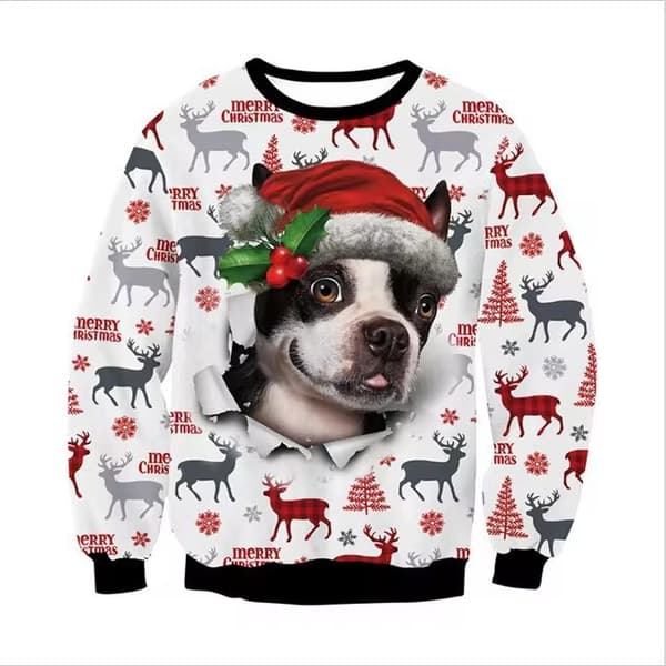 Jule 3D Print Mønster Herre Crew Neck Sweatshirt - Løs Pasform Langærmet Pullover - Style 2 - Størrelse S Style 2 S
