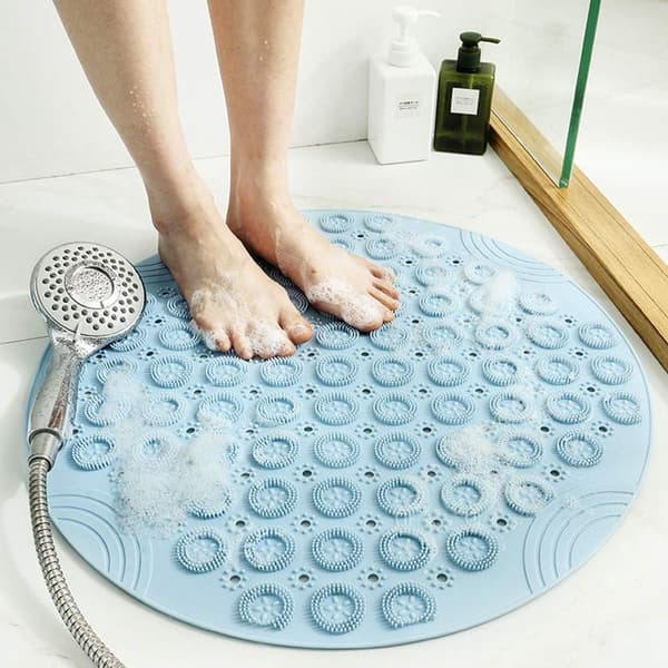Rund Massage Bademåtte Antislip Brusematte Badeværelsesmåtte Maskinvaskbar