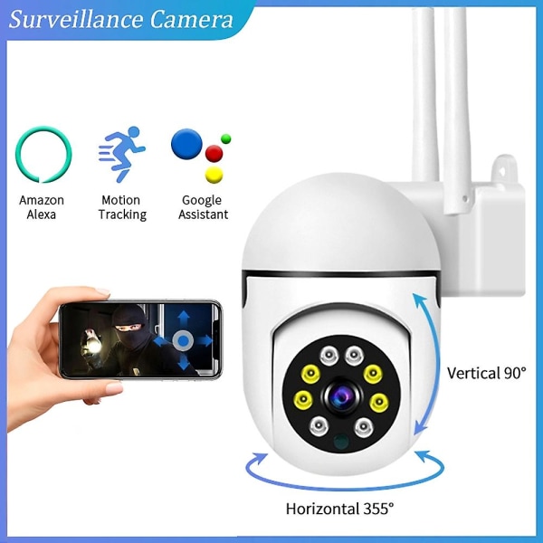 1080p Mini Ptz-kamera 2mp Wifi-kamera Hemsäkerhetskamera med Night Vision Rörelsedetektering 2-vägsljud