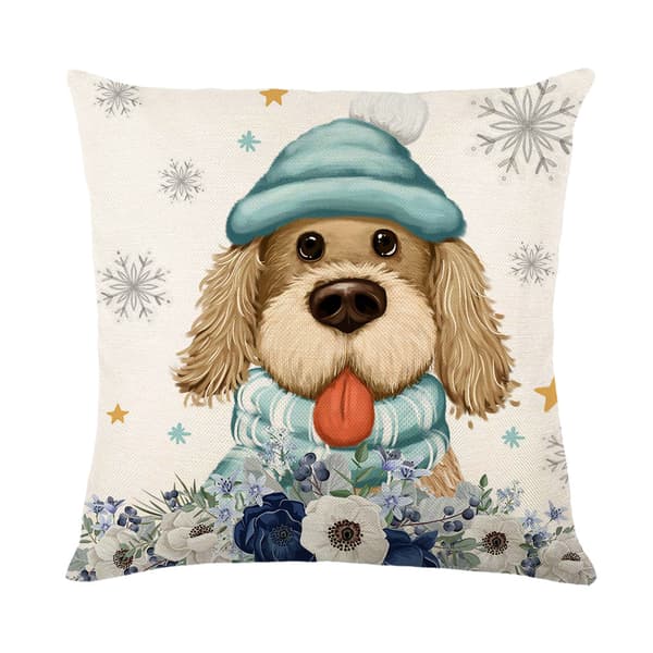 4 Blå Jultryckta Kuddfodral Amazon Cross Border Linen Ho