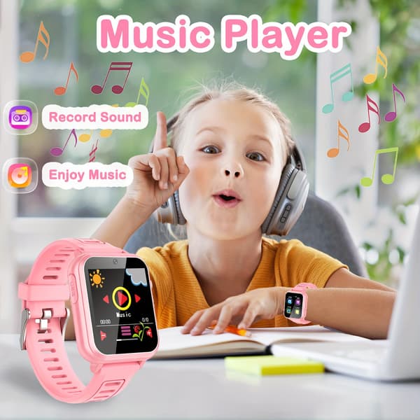 Smartwatch til børn, Smartwatch med lommelygte til studerende - Pink