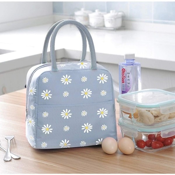 Isolerad Lunchväska, Bärbar Termisk Lunchväska Kylare Väska Daisy Mönster Lunchbox Organiser Tote Väska För Kvinnor