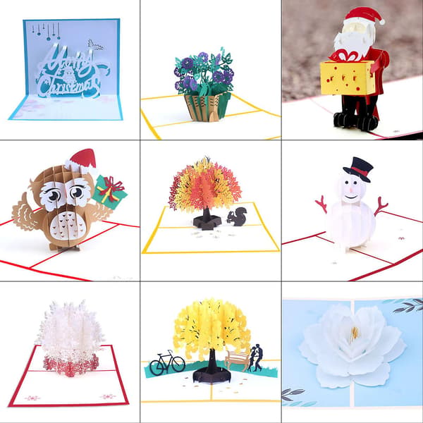 Nyårshälsningskort Julkort 3D Pop Up Grattiskort Med Kuvertdekor
