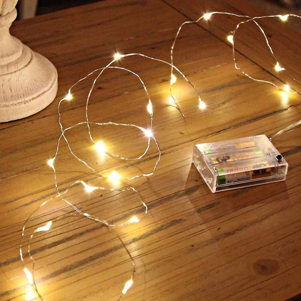 Led String Lights dekorativa, koppartråd ljus för sovrum, bröllop 2m varm vit