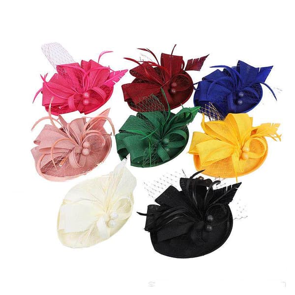Beanielue Vintage Elegant Fjærhodeplagg Hatt - Lys Lilla