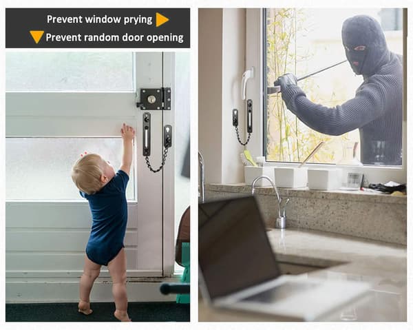Dørlås, dørkæde i rustfrit stål, sikkerhedsdørkæde, sikker