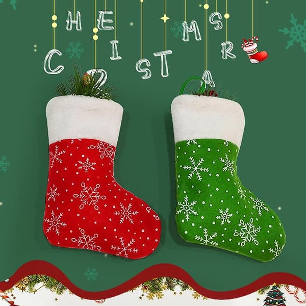 Jul Mini Strumpor, 6 st Snöflingetryck