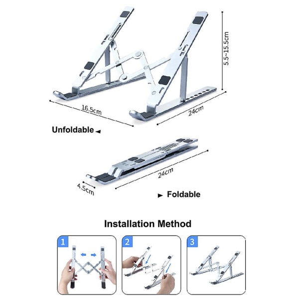 Laptopställ Ultra-tunn Notebook Stödhållare 7-nivåer Justerbar Höjd Vikbar Datorhållare Skrivbordsdockningsfäste För Laptop Tablet Pc