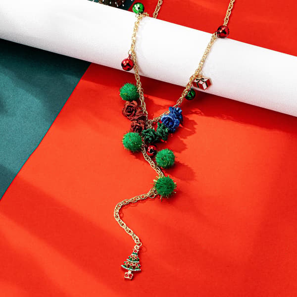 Juletræ Jingle Bells Rose Grøn Kugle Vedhæng Dame Halskæde