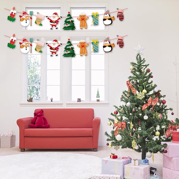 3 stk Jul Banner, Juletegneserie Papir Atmosfære P