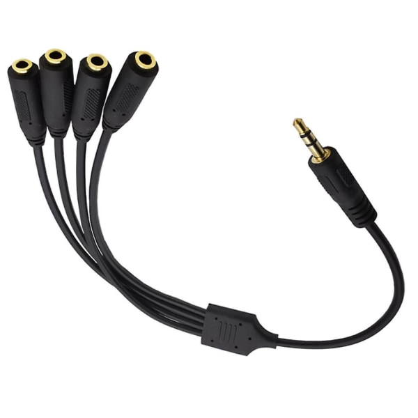 Hörlursdelarkabel, 3,5 mm, 3,5 mm Trs 1 till 4-vägs Spiltter-kabel