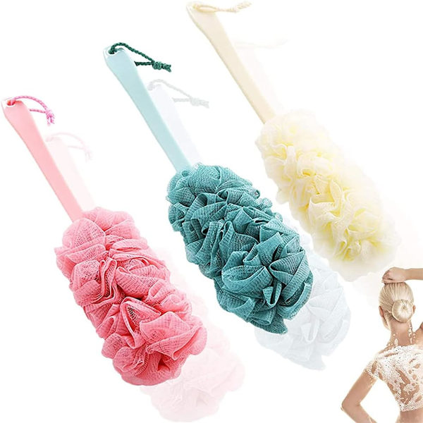 3-pack badborste med duschblomma, ryggborste