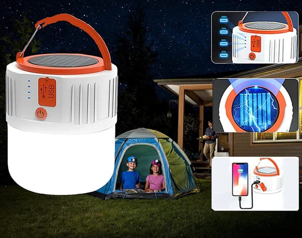 USB-oppladbart lykt - Bærbar LED-solcampinglykt Sec