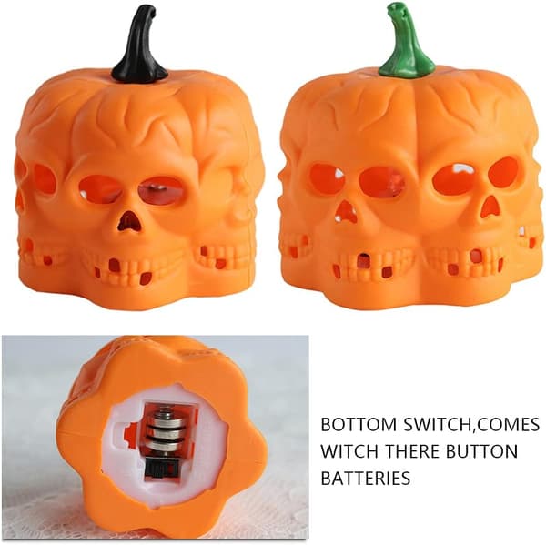 12 stk. LED Orange Græskar Lanterner, 3D Halloween Flammeløse Te Lys